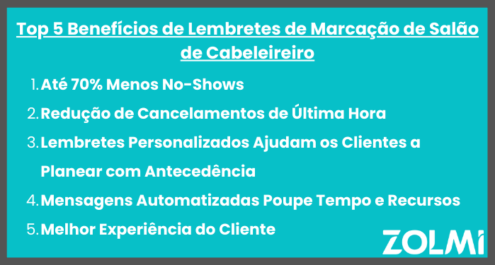 Top 5 beneficios de lembretes de marcacao de salao de cabeleireiro