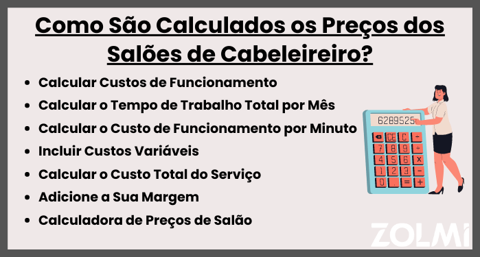 Como sao calculados os preços dos saloes de cabeleireiro