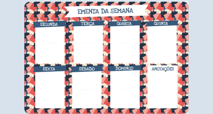 Calendário semanal de marcações