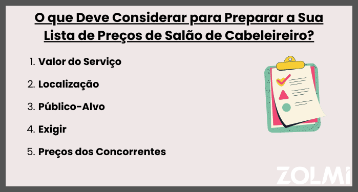 O que Deve considerar para preparar a sua lista de preços de salao de cabeleireiro