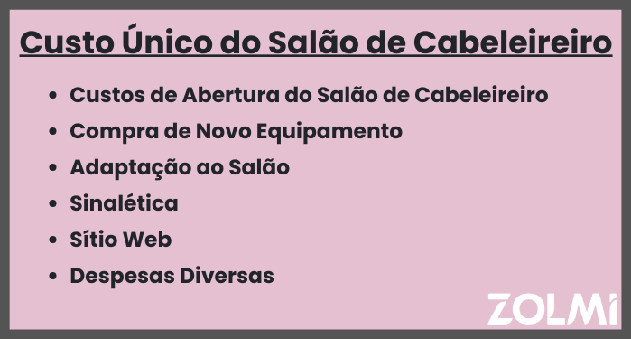 Custo unico do salão de cabeleireiro