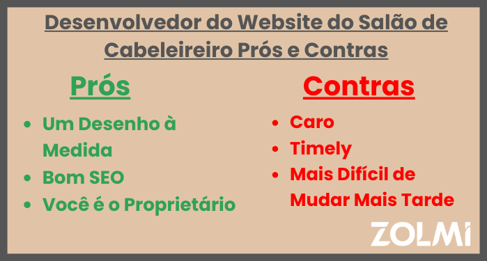 Desenvolvedor do website do salao de cabeleireiro pros e contras