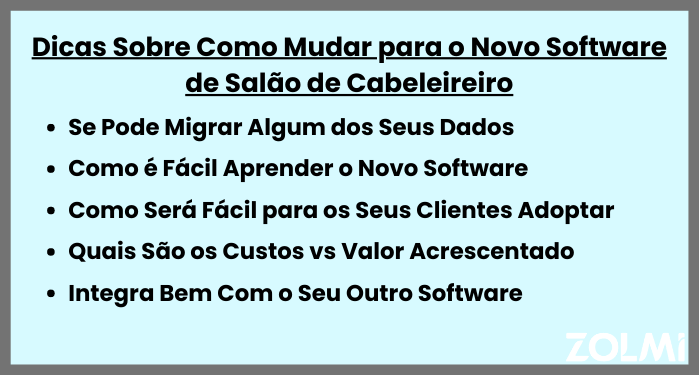 Dicas sobre como mudar para o novo software de salão de cabeleireiro