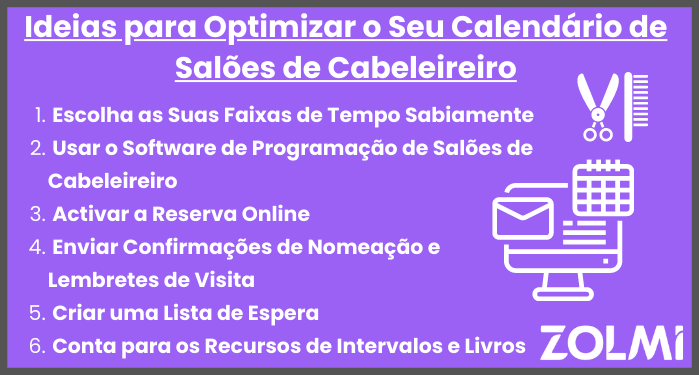 Ideias para optimizar o seu calendario de saloes de cabeleireiro
