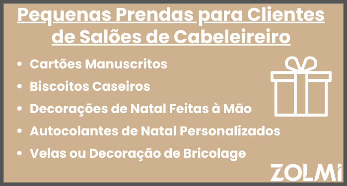 Pequenas prendas para clientes de saloes de cabeleireiro