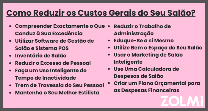 Como reduzir os custos gerais do seu salao